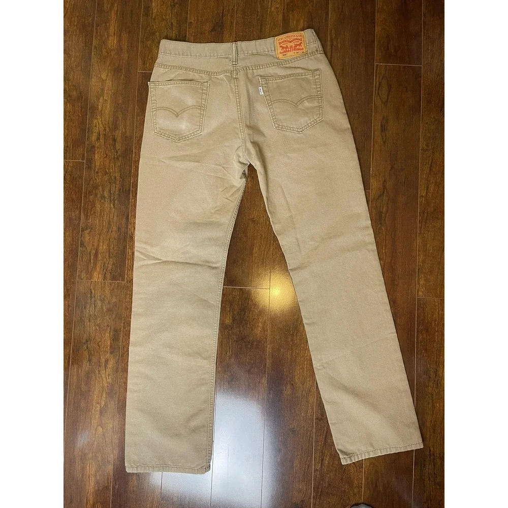 Levis 514 Jeans Mens 34x34 Khaki Tan Straight Fit Straight Leg Five Pocket Denim - Picture 7 of 9